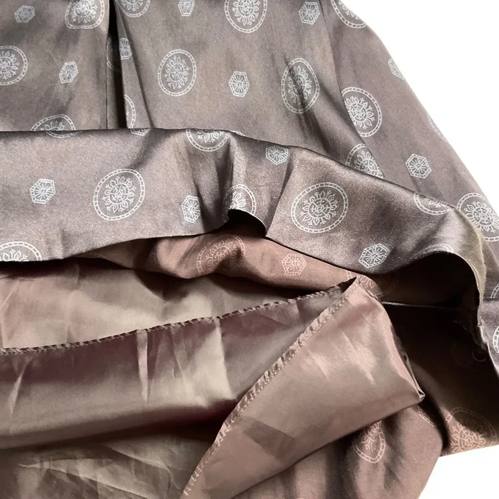 Banana Republic Factory Black Gray Medallion Print Silk Cotton Blend Skirt Sz 8